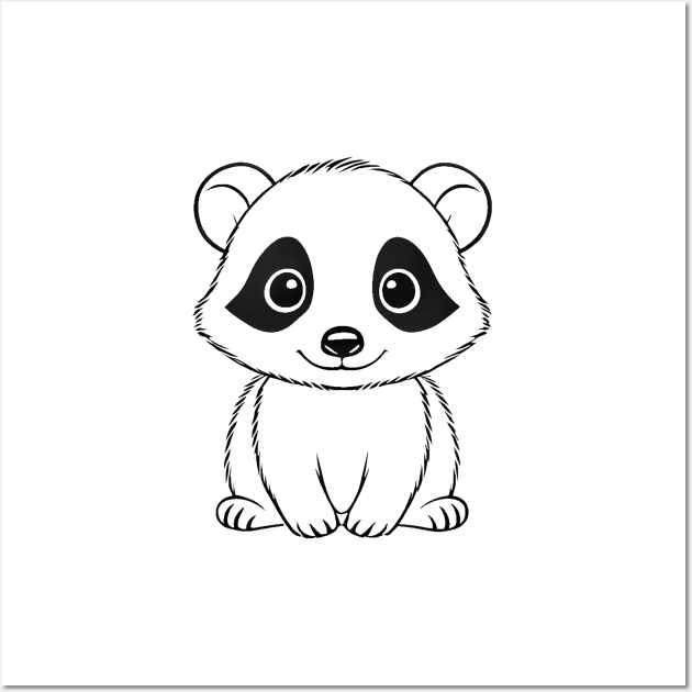 Cute Baby Badger Animal Outline Wall Art by Zenflow